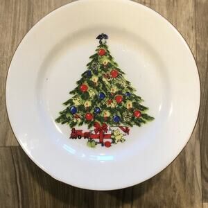 Seagull Christmas Tree White Porcelain Gold‎ Edge Hors d'oeuvre Appetizer…